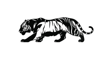 Fototapeta premium Majestic tiger prowling with powerful grace and striking stripes