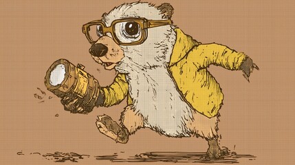 Running Groundhog with Flashlight and Yellow Jacket