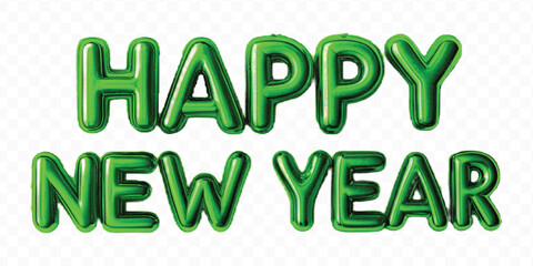 Fototapeta premium abstract 3d Happy New Year typography made by different color foil balloons isolated on transparent background