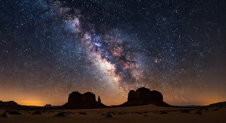 Milky Way over Monument Valley - A Celestial Spectacle in the Desert.