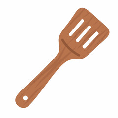 Wooden Spatula in Flat Style for Kitchen and Cooking Design