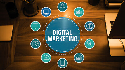 Launch your brand's success with a dynamic digital marketing strategy visualizing growth, reach, and customer engagement