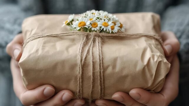 selective focus eco friendly wrapping with natural twine emphasizing minimalistic aesthetics