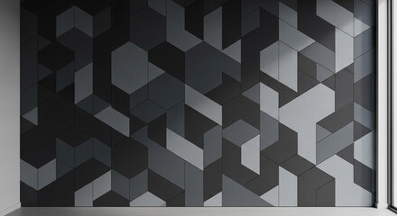 Obraz premium Stunning modern geometric wall art in sophisticated charcoal and grey tones adds dynamic visual interest to contemporary interiors