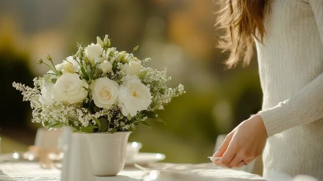 selective focus planner ensuring perfect details at luxurious outdoor wedding venue