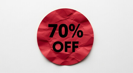Grab amazing deals with a striking 70% off sale sticker, perfect for creating urgent sales buzz and driving customer action