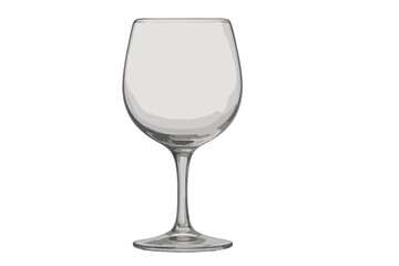 Empty clear wine glass with long stem isolated on white background