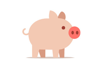 Stylized pink pig side profile on clean white background