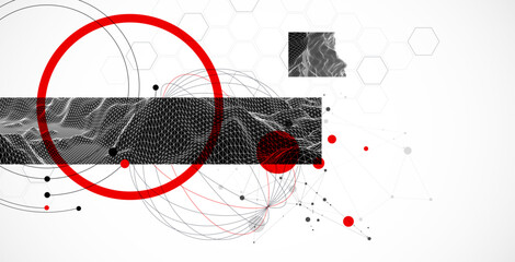 Abstract art background. Modern science or technology art elements. Wireframe surface illustration.