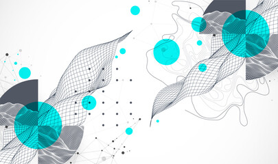 Abstract wireframe background. Modern science or technology art elements. Surface illustration.