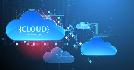Cloud storage technology. Integrated digital web concept background.