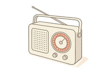 Retro portable radio receiver with tuning dial and antenna