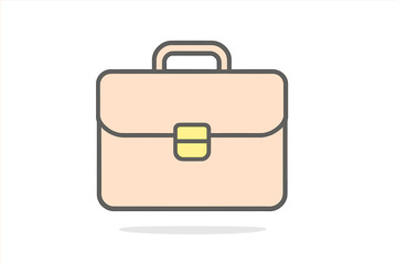 Simple business briefcase icon with soft color palette and dark outline