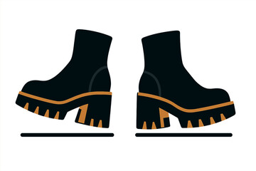 Chunky black platform ankle boots with thick tread soles