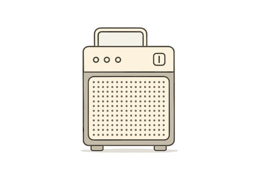 Retro portable audio speaker with handle and control knobs