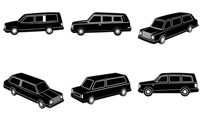 Fototapeta premium Classic hearse collection, a somber vehicle of respect, offering a vintage touch for funeral services, memorial designs, and commemorative projects