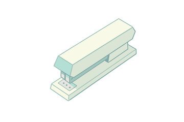 Isometric stapler tool rendered in soft pastel colors
