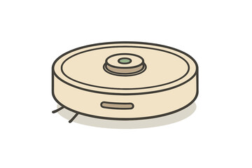 Isometric view of autonomous robotic vacuum cleaner device with sensor