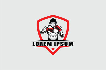Boxing athlete vector image badge logo sport template