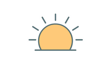 Simple rising sun icon with thin outline and soft color fill