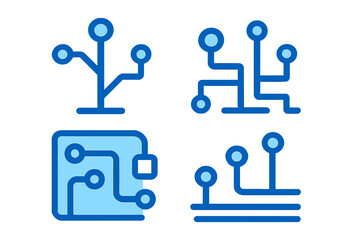 Electronic circuit board connection icons and symbols set