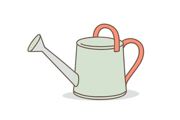 Pastel colored watering can with simple outline detail for garden use