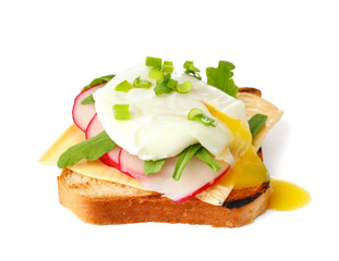 Tasty egg Benedict isolated on white background