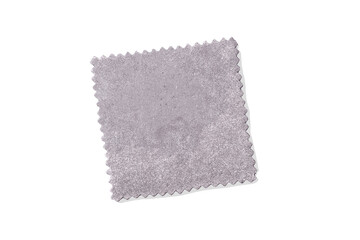 Small gray microfiber cleaning cloth with serrated edges isolated on white