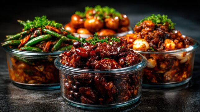 A vibrant display of various bean dishes showcasing an enticing mix of colors and textures, perfect for culinary enthusiasts or food bloggers seeking inspiration.
