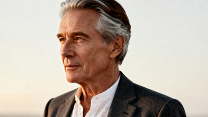 Portrait of a serious mature man looking away