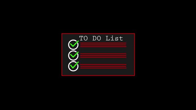 Animated to-do list icon featuring check marks symbolizing completed tasks, productivity, and organization. Perfect for business, planning, management, and time-tracking design themes.