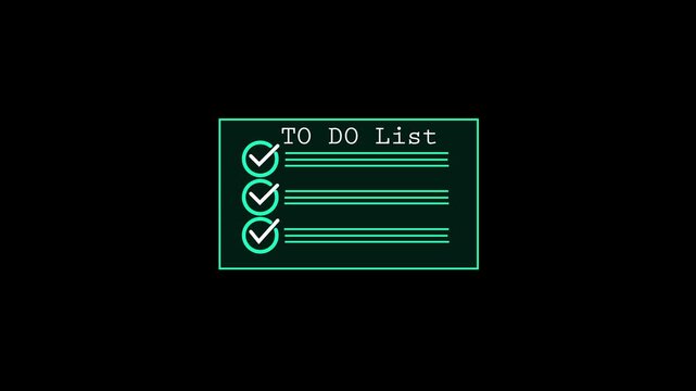 Animated to-do list icon featuring check marks symbolizing completed tasks, productivity, and organization. Perfect for business, planning, management, and time-tracking design themes.
