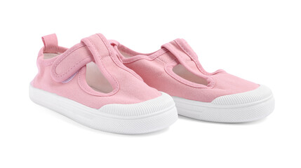 Pair of stylish kid's shoes isolated on white