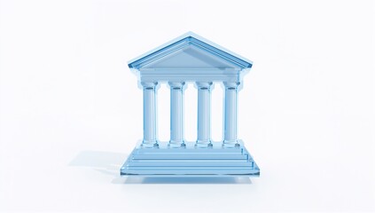 Obraz premium Blue glass abstract classical building architecture icon isolated
