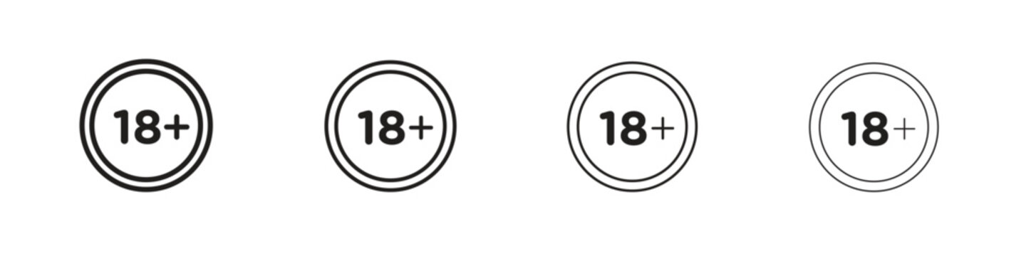 18 Plus icon outline symbol. Editable Stroke collection.