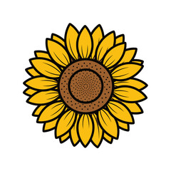 Fototapeta premium Sunflower vector illustration simple flat design isolated on white background perfect for summer and nature-themed designs