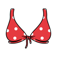 red and white polka dot icon of a woman's swimsuit or underwear without background