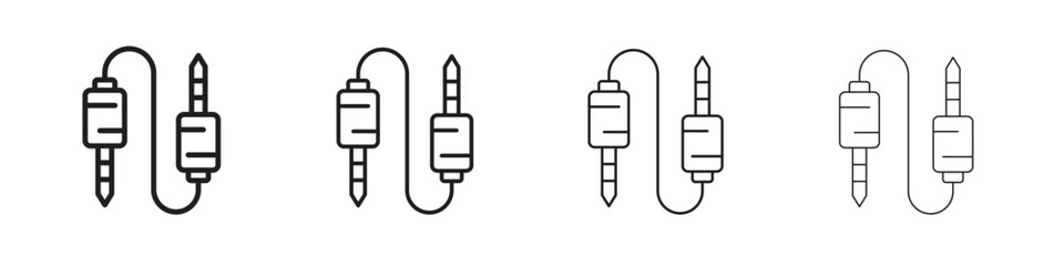 Audio Cable icon outline symbol. Editable Stroke collection.