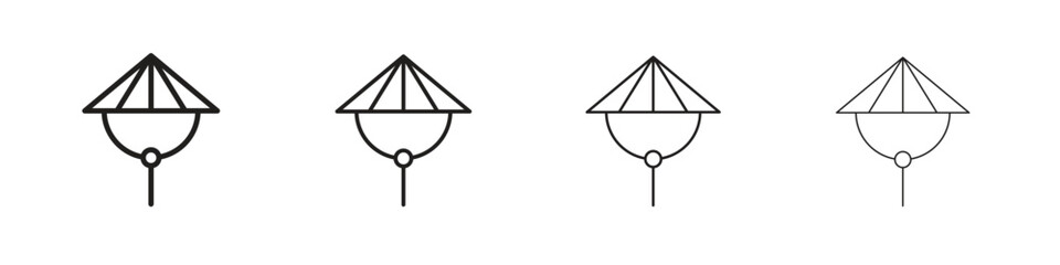 Bamboo hat icon outline symbol. Editable Stroke collection.