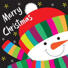 Cute snowman for Christmas card, gift bag or box design
