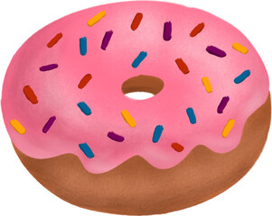 Donut with Strawberry Glaze and Sprinkles