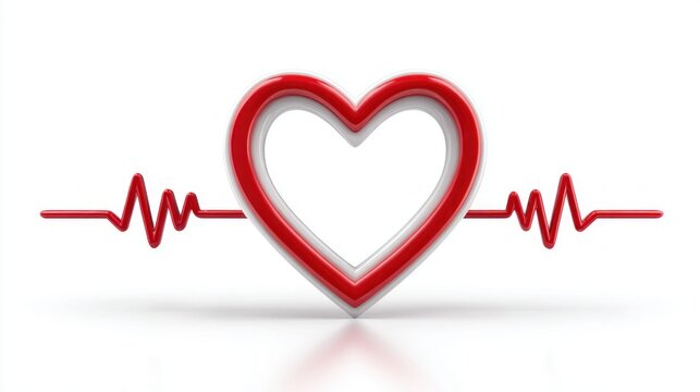 Heart symbol with heartbeat line, representing health and wellness concept