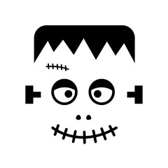 frankenstein monster head halloween clipart isolated on white background