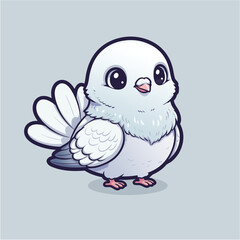 Cute cartoon pigeon illustration with fluffy feathers and big eyes