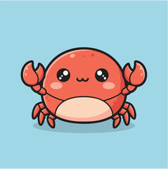 Sweet and charming cartoon crab character with an adorable face, a delightful marine creature illustration