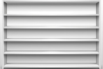 Fototapeta premium White empty shelf in vector-style design with detailed high-resolution texture for product display, interior layout, and minimalist composition use