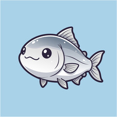 Cute Fish Cartoon Illustration with Rounded Body and Sparkling Eyes
