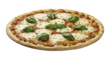 Pizza Margherita with Fresh Basil and Melted Mozzarella on Warm Background