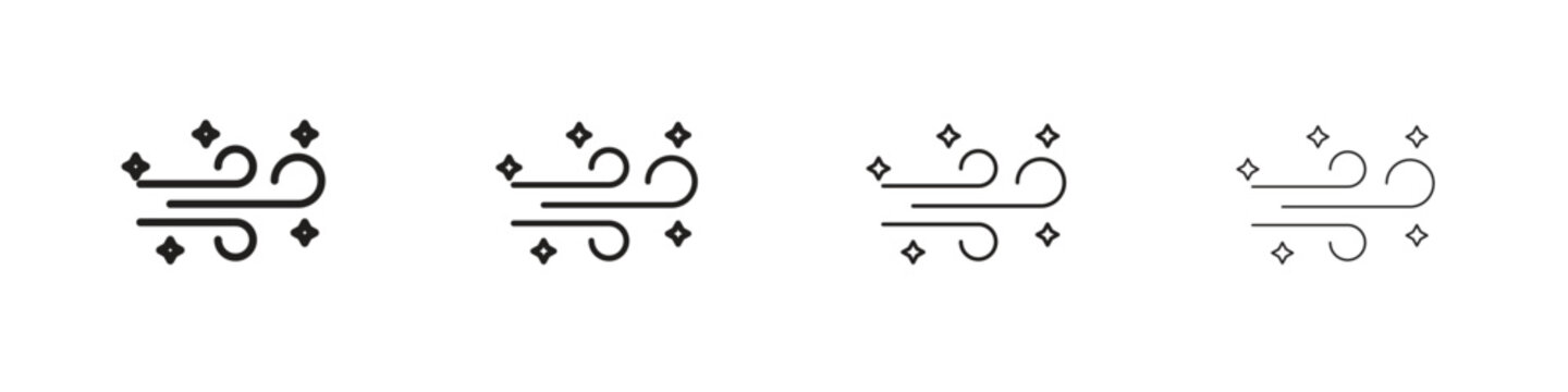 Clean Air icon outline symbol. Editable Stroke collection.