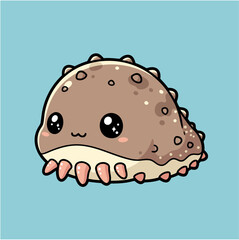 Cute Cartoon Sea Cucumber Illustration with Big Eyes and Happy Expression